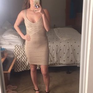 Gold cross bodycon dress